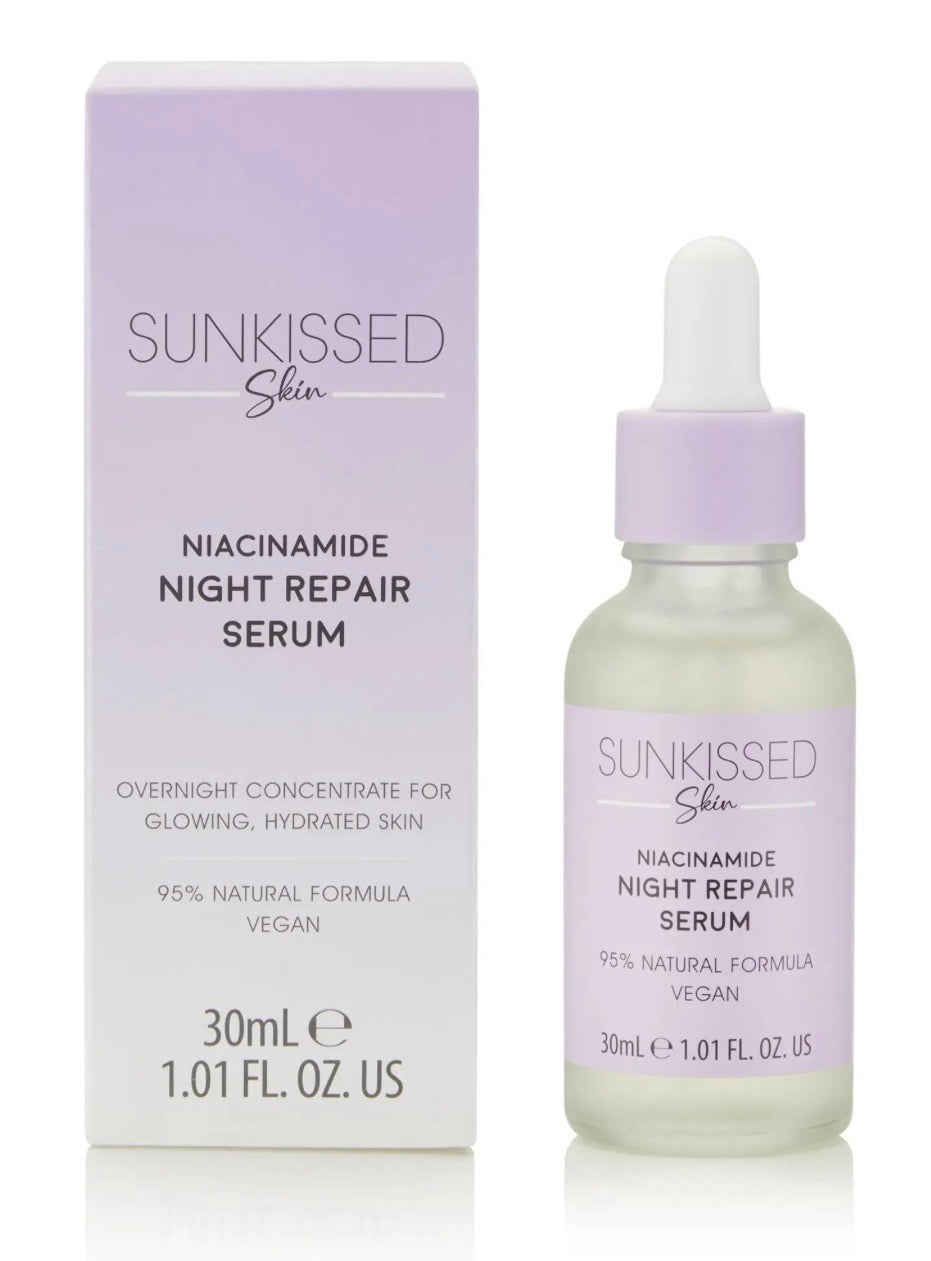 Sunkissed Niacinamide Night Repair Rejuvenating Serum 30ml - enriched with Niacinamide - 95% Natural Formula - Vegan