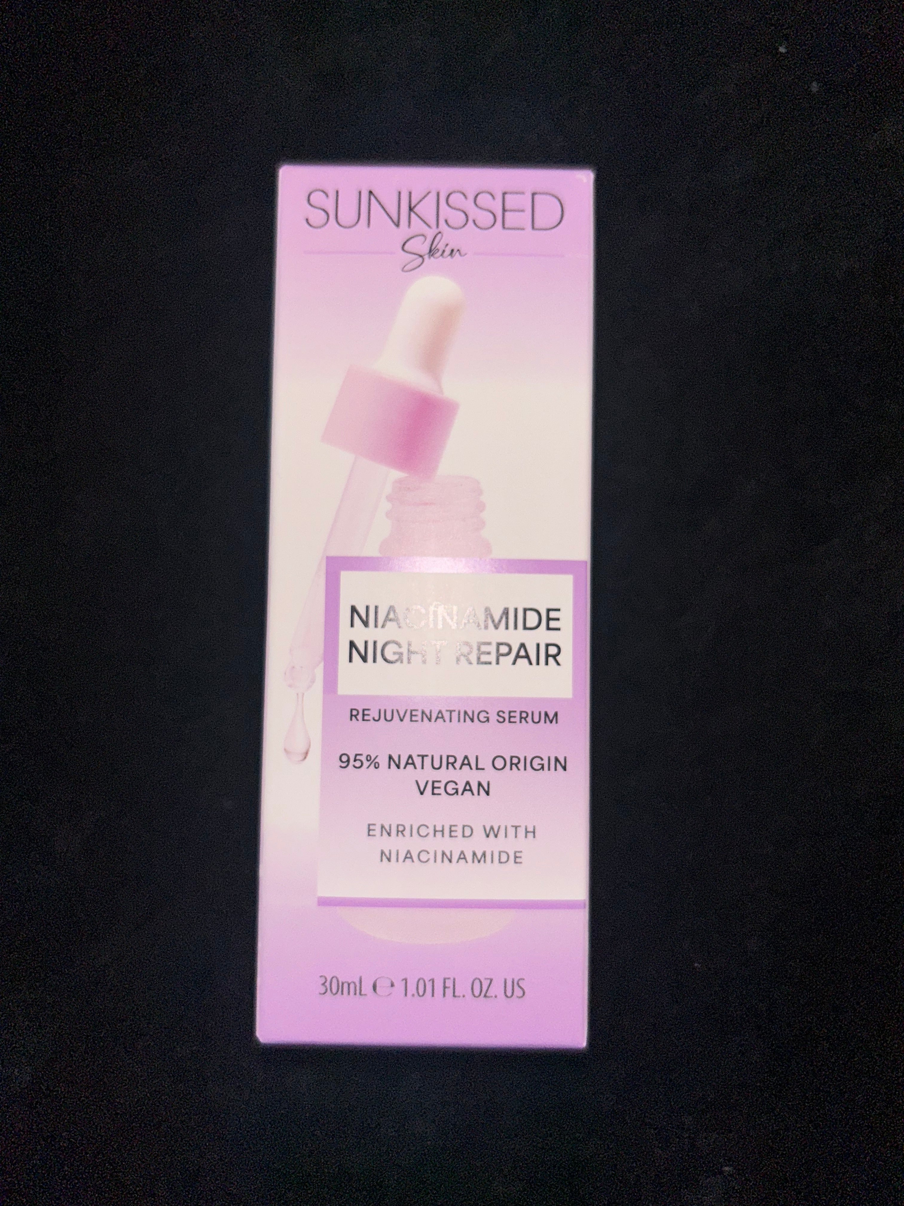 Sunkissed Niacinamide Night Repair Rejuvenating Serum 30ml - enriched with Niacinamide - 95% Natural Formula - Vegan