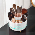 360 degree rotating makeup brush holder in white with gold legs