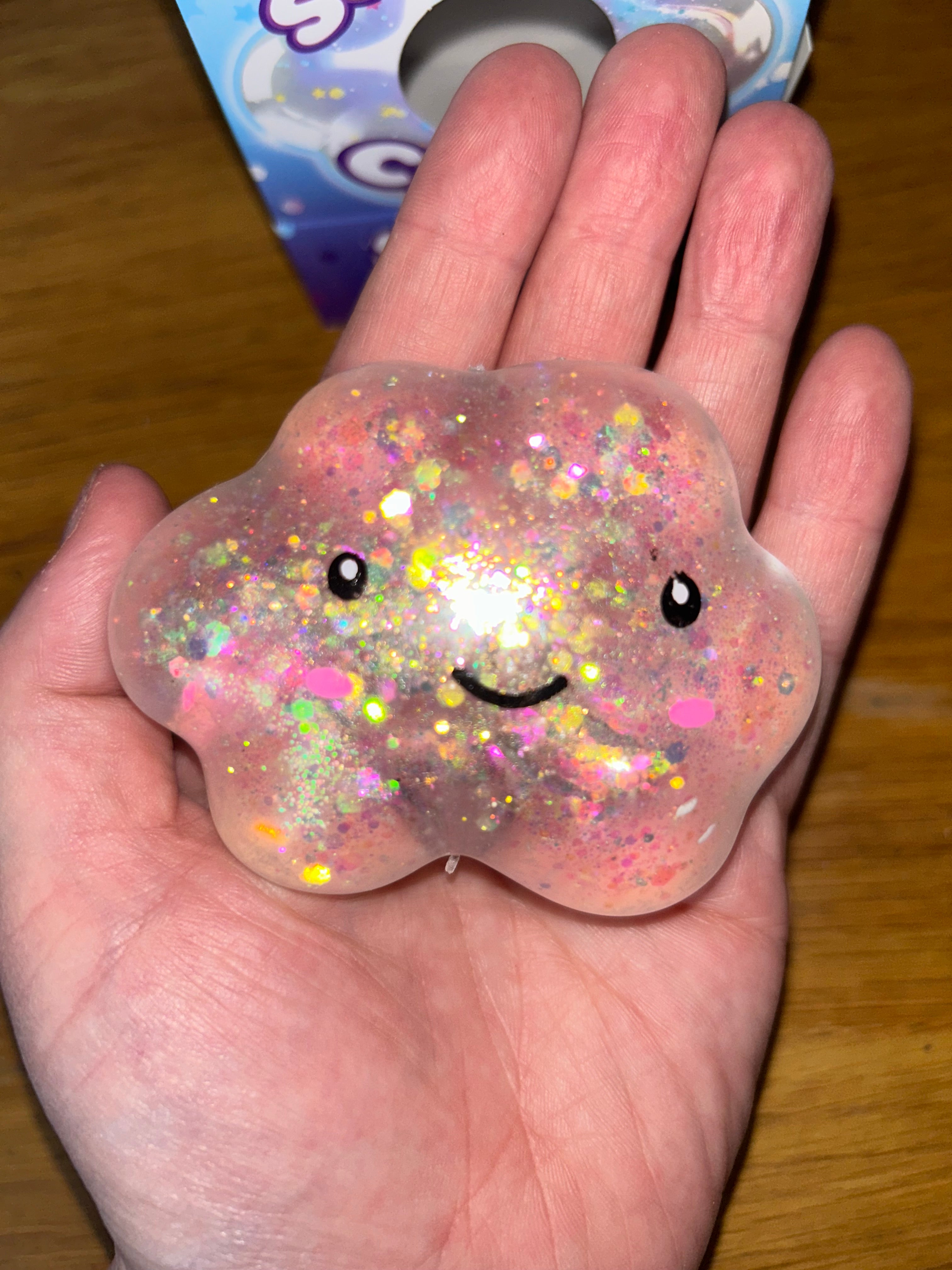 Squidgy cloud glittery squish fidget toy