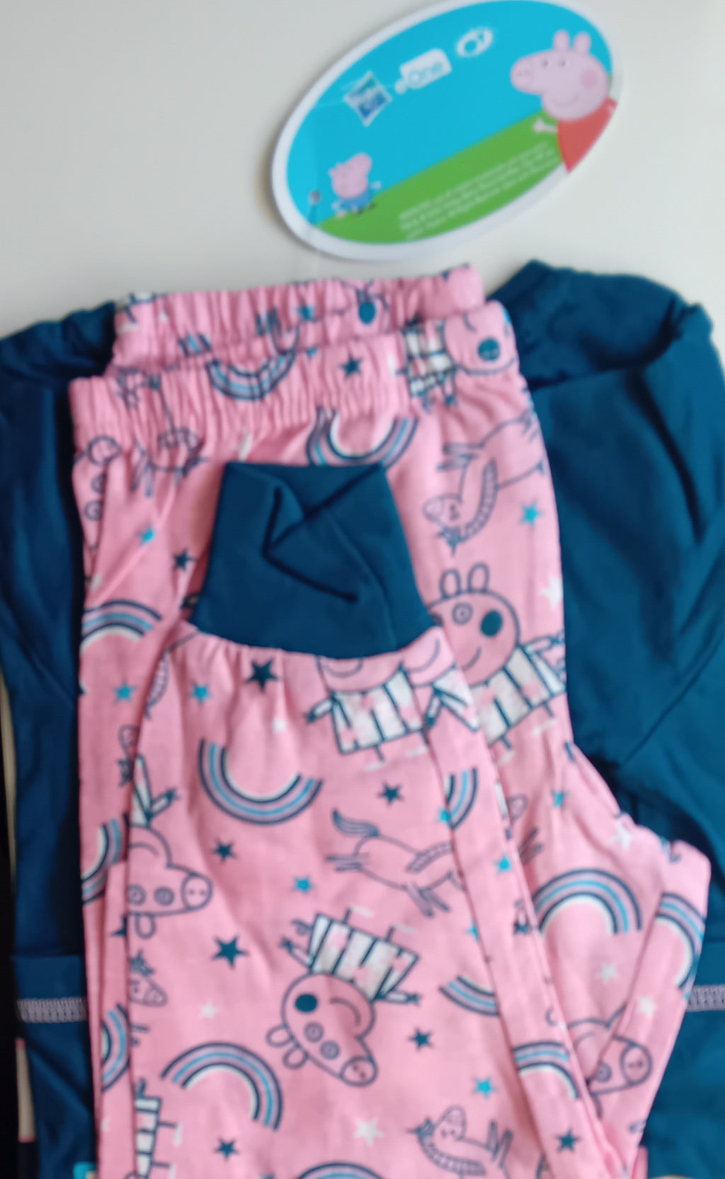 Super Cute Pink And Navy Girls Peppa Pig Pyjamas