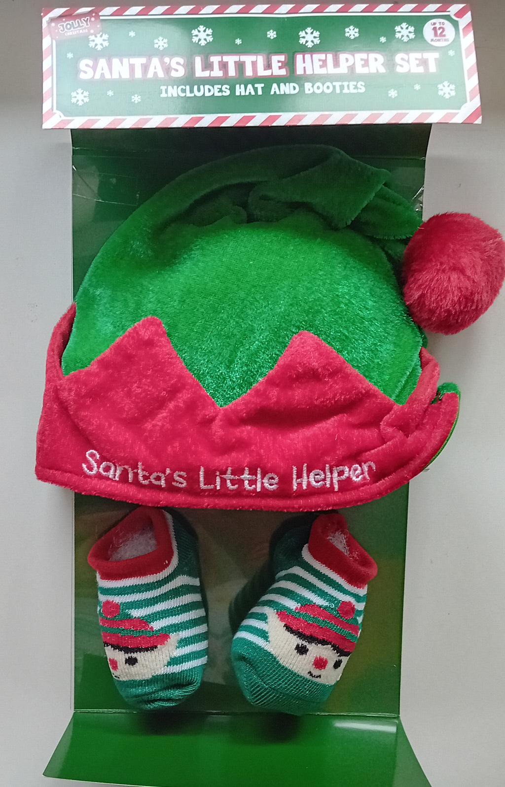 Santa's Little Helper Hat and Bootie Set