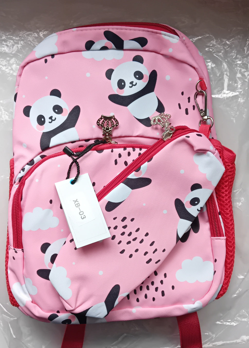 Super Cute panda design back pack with matching pencil case.