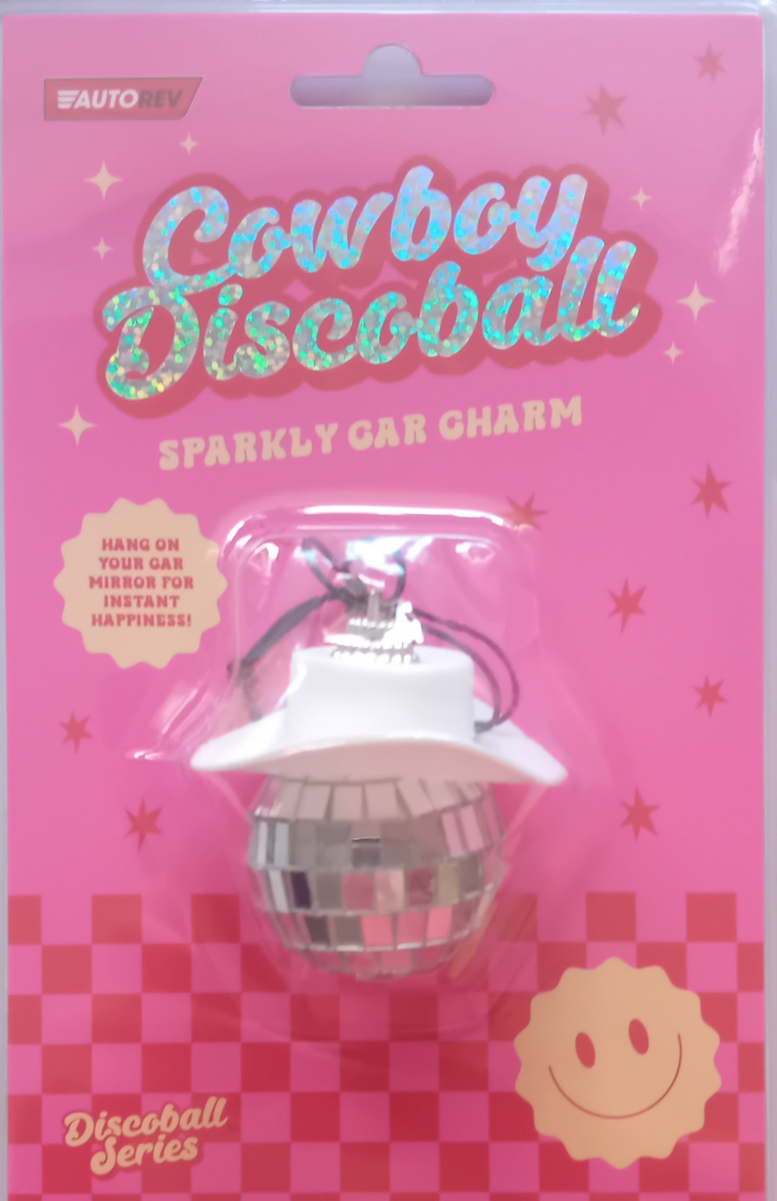 Cowgirl discoball car charm
