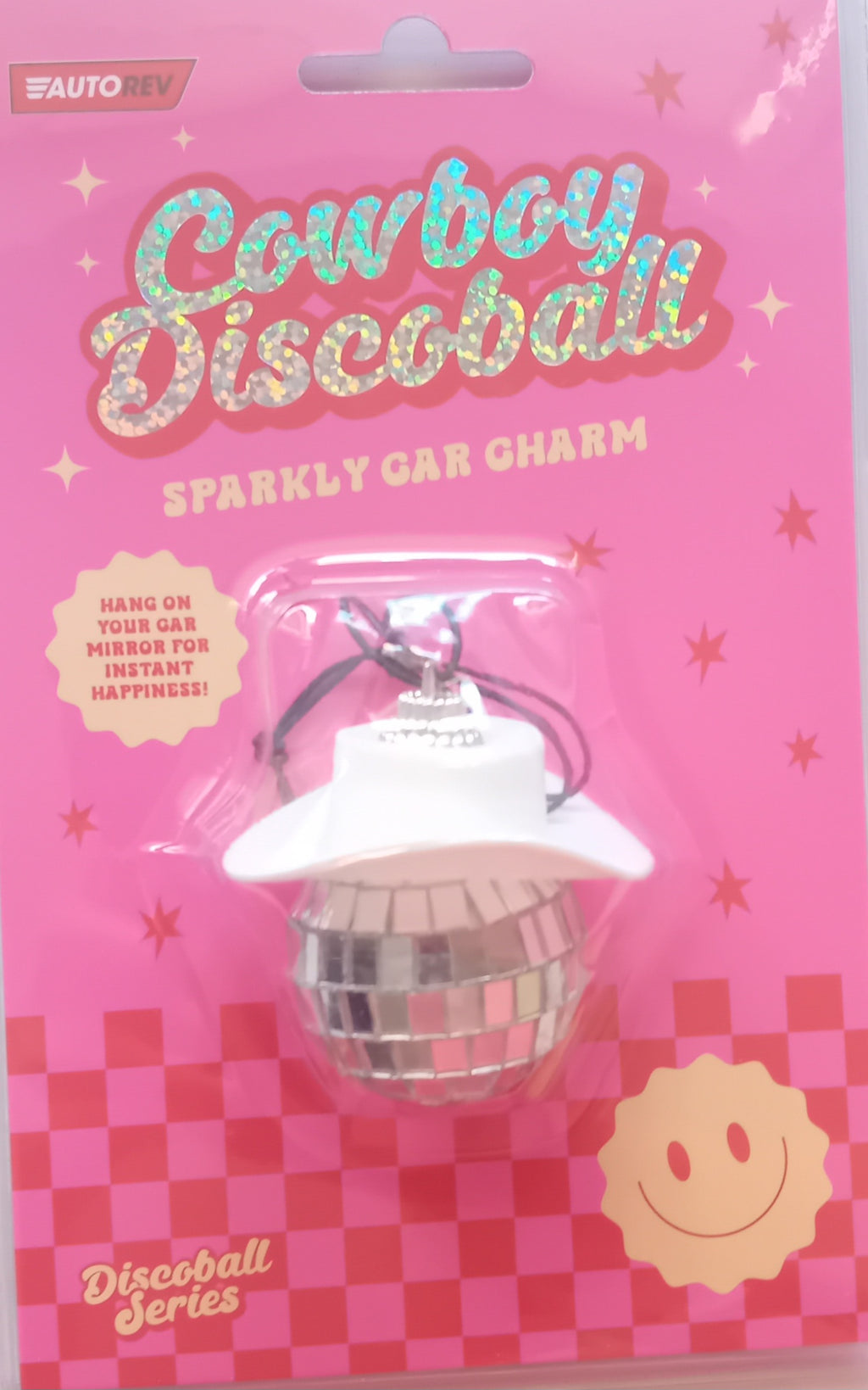 Cowgirl discoball car charm
