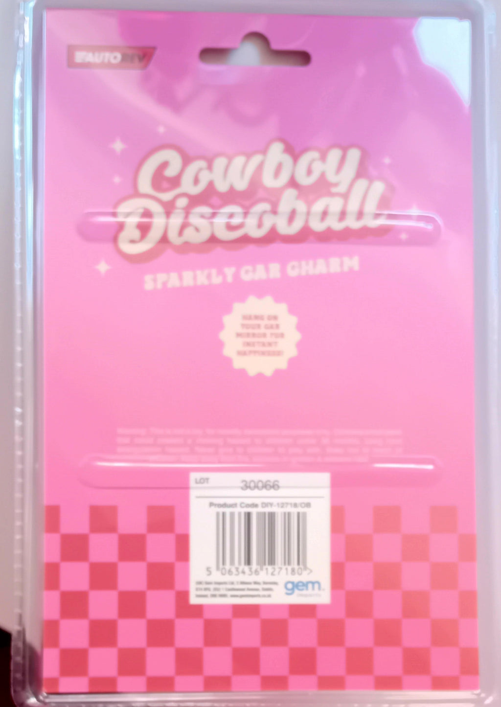 Cowgirl discoball car charm