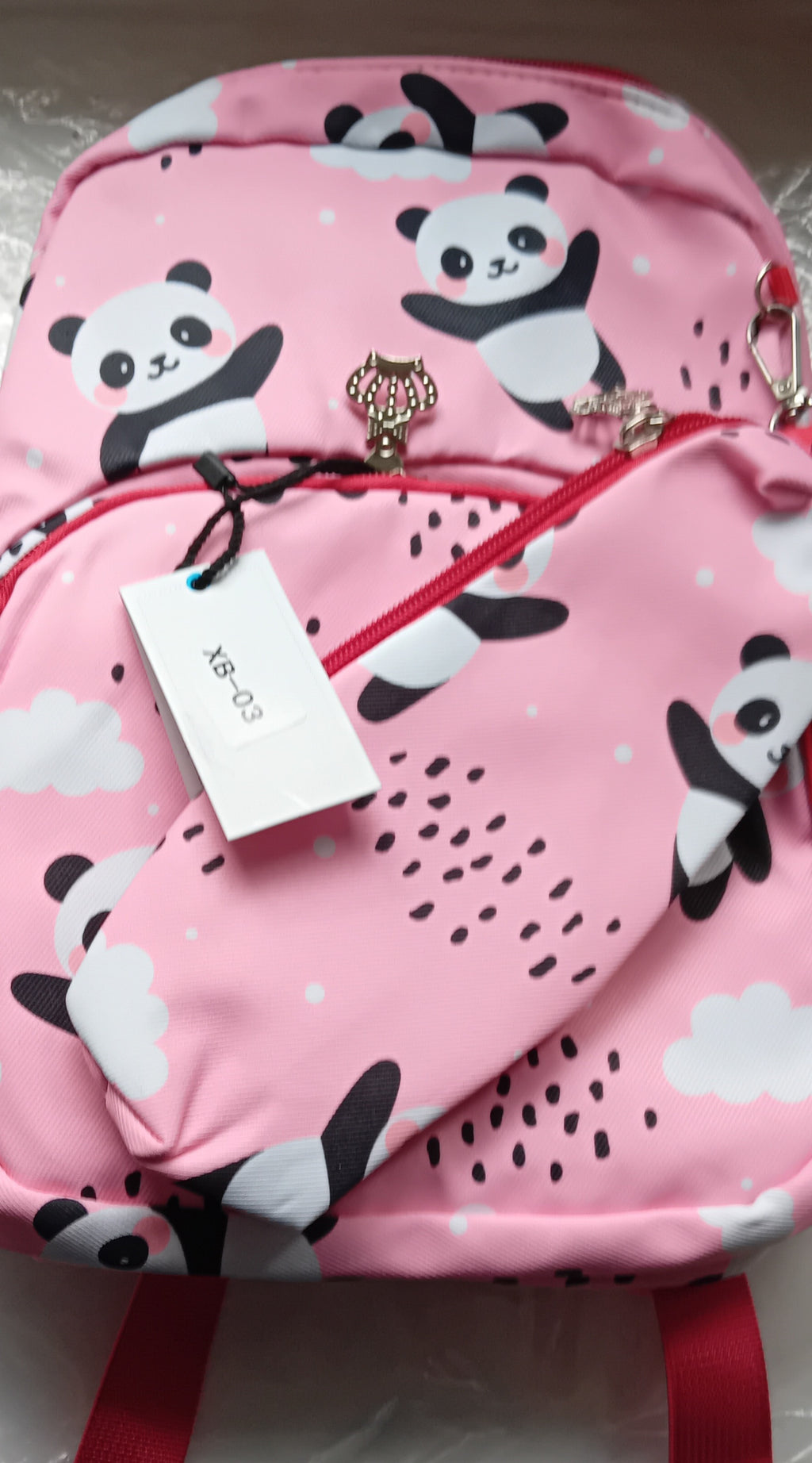 Super Cute panda design back pack with matching pencil case.